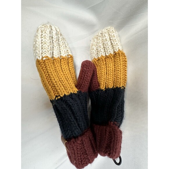 Simply Noelle Color Block Burgundy Navy  Knit Mittens Gloves Womens Winter - Picture 4 of 6